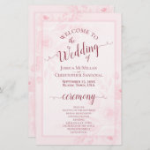 Papier Pink Boho Chic Peonies Budget Wedding Program (Devant / Derrière)
