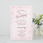 Papier Pink Boho Chic Peonies Budget Wedding Program (Debout devant)