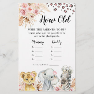 Papier Pink Boho Safari Party Animaux Comment vieux paren