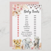 Papier Pink Boho Safari Party Animaux Fille Bébé Traits (Devant / Derrière)