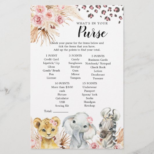 Papier Pink Boho Safari Party Animaux Fille sac à main je (Devant)