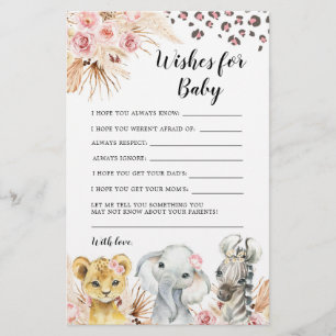 Papier Pink Boho Safari Party Animaux Voeux pour bébé