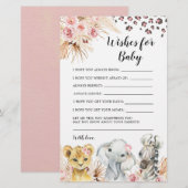 Papier Pink Boho Safari Party Animaux Voeux pour bébé (Devant / Derrière)