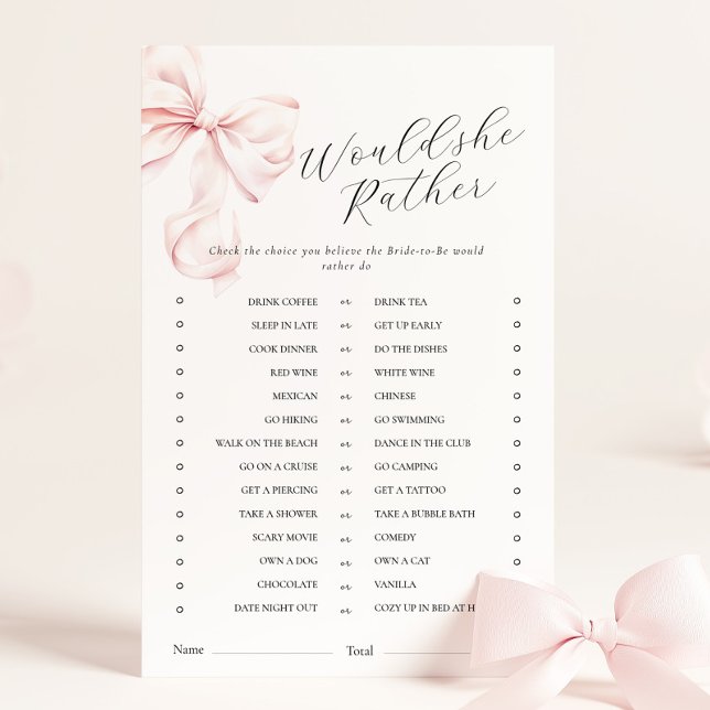 Papier Pink Bow aimerait qu'elle préfère Fête des mariées (Créateur téléchargé)