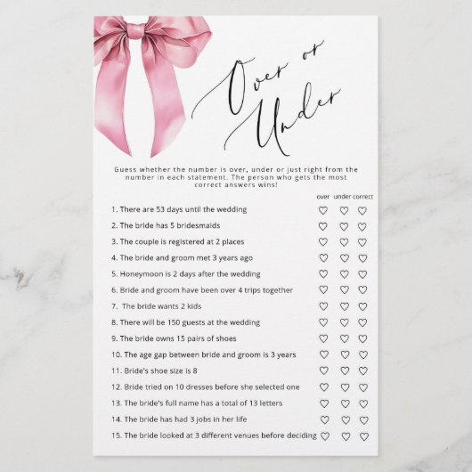 Papier Pink Bow au-dessus ou sous la douche de nage (Devant)