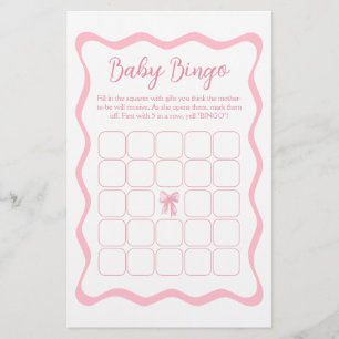 Papier Pink Bow Baby shower Bingo Jeu