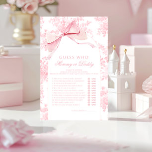 Papier Pink Bow Baby shower Guidez maman ou papa jeu