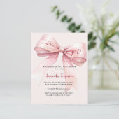 Papier Pink bow c'est une invitation Baby shower fille (Debout devant)