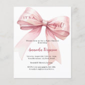 Papier Pink bow c'est une invitation Baby shower fille (Devant)