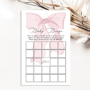Papier Pink Bow Coquette Baby shower Bingo de bébé jeu