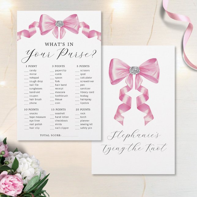 Papier Pink Bow Coquette Glam Fête des mariées Jeu (Créateur téléchargé)