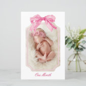 Papier Pink Bow Fancy ONE Girl Anniversaire Bannière de j (Debout devant)