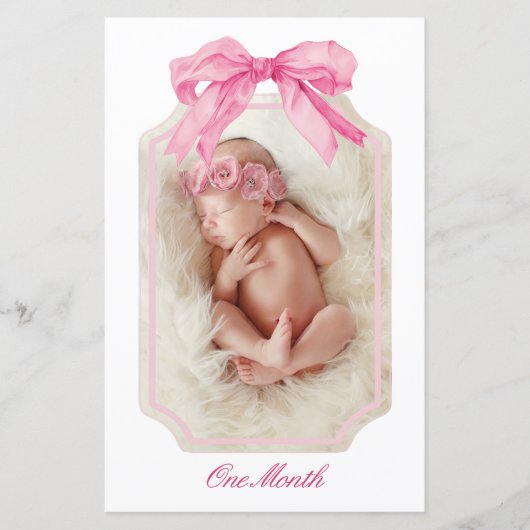 Papier Pink Bow Fancy ONE Girl Anniversaire Bannière de j (Devant)