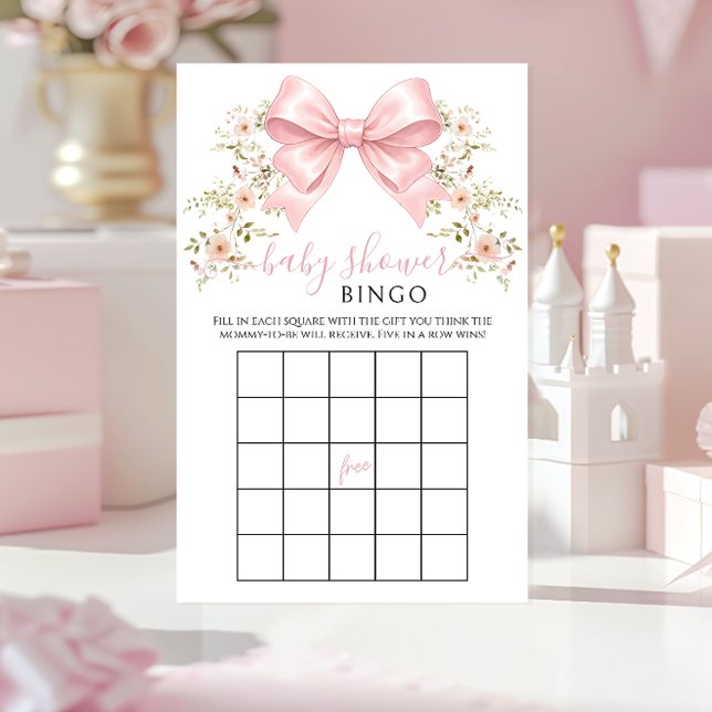 Papier Pink Bow Floral Baby in Bloom Shower Game Bingo (Créateur téléchargé)