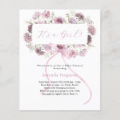 Papier Pink bow floral c'est une invitation Baby shower f (Devant)