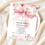 Papier Pink bow florals fille invitation de confirmation