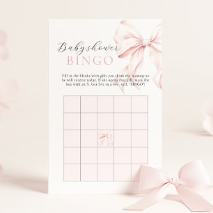 Papier Pink Bow Girl Baby shower cadeau Bingo Activité Je