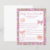 Papier Pink Bow Girl Baby shower Word Scramble (Devant / Derrière)