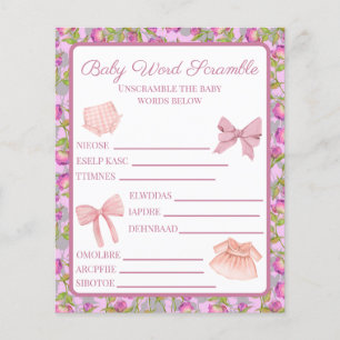 Papier Pink Bow Girl Baby shower Word Scramble