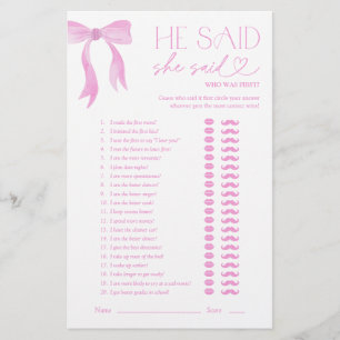 Papier Pink Bow Il Dit Qu'Elle A Dit Fête des mariées Gam