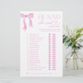 Papier Pink Bow Il Dit Qu'Elle A Dit Fête des mariées Gam (Debout devant)