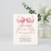 Papier Pink bow ivory pearl knot Bridal Shower invitation (Debout devant)
