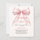 Papier Pink bow ivory pearl knot Bridal Shower invitation (Devant)