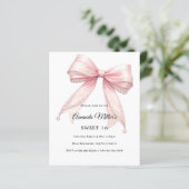 Papier Pink bow pearls elegant Sweet 16 invitation (Debout devant)