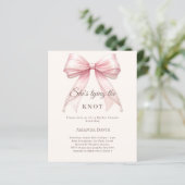 Papier Pink bow pearls knot Bridal Shower invitation (Debout devant)