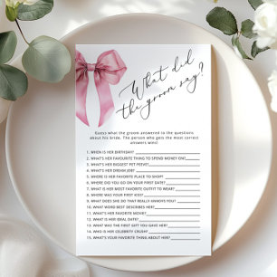 Papier Pink Bow Qu'est-ce que le marié a dit le jeu de do