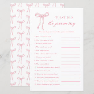 Papier Pink Bow Qu'Est-Ce Qui A Dit Pink Bridal Game