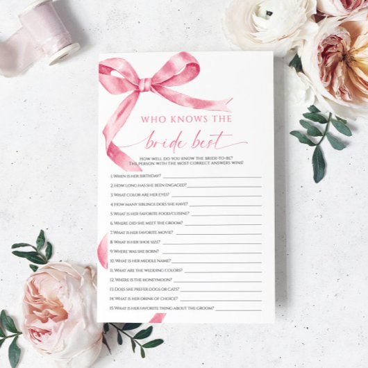 Papier Pink Bow Qui Connaît La Mariée Meilleur Jeu