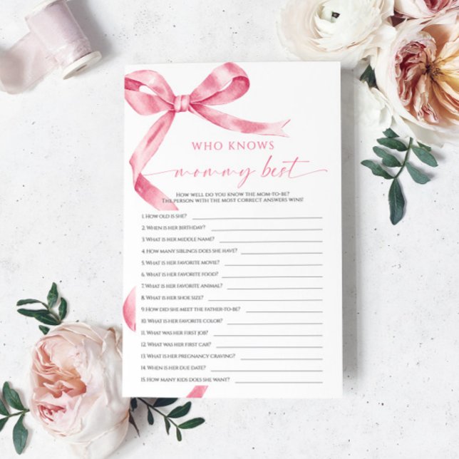 Papier Pink Bow Qui Connaît Mommy Meilleur Jeu (Créateur téléchargé)