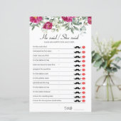 Papier Pink Bridal Shower Game He Said She Said (Debout devant)