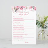 Papier Pink Bridal Shower How well do you know Game Card (Debout devant)