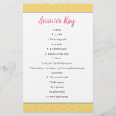 Papier Pink Bumble Bee Baby shower Nursery Rhyme Quiz (Dos)