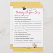 Papier Pink Bumble Bee Baby shower Nursery Rhyme Quiz (Devant / Derrière)