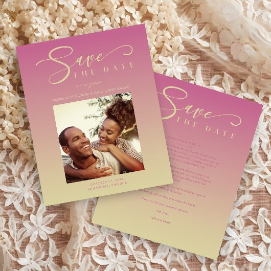 Papier Pink Cheap Gradient Minimalist Photo Couple