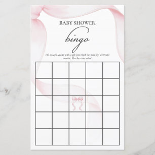 Papier Pink Coquette Bow Baby shower Bingo Jeu