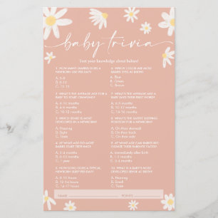 Papier Pink Daisy Baby Trivia, Baby shower Game