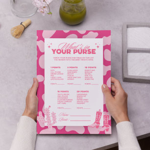 Papier Pink Disco Cowgirl What's In Your Purse Game Cards