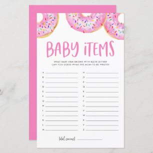 Papier Pink Donuts Devine Le Baby shower Baby Items Jeu