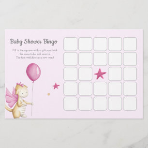 Papier Pink Dragon Girl Baby shower Bingo Jeu