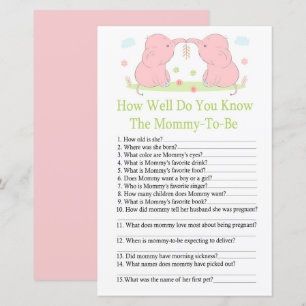 Papier Pink Elephant Comment bien connaissez-vous le bébé