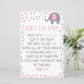 Papier Pink Elephant ne pas dire Baby shower jeu (Debout devant)