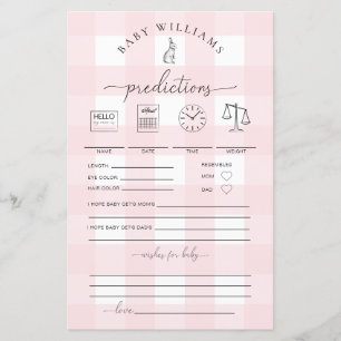 Papier Pink En vichy Bunny Baby Predictions Jeu