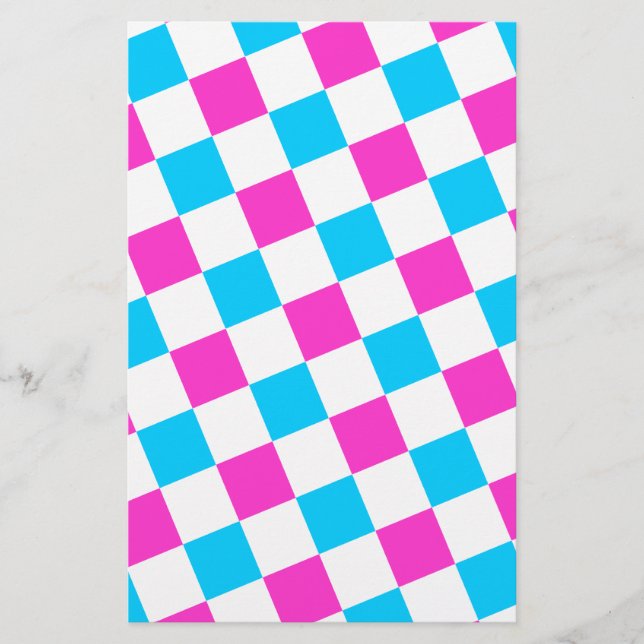 Papier Pink et Aqua Checkerboard (Devant)