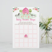 Papier Pink Farm Floral Baby shower Jeu de Bingo (Debout devant)