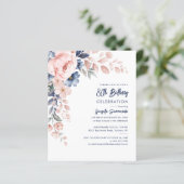 Papier Pink Floral 80th Birthday Party Script Invitation (Debout devant)