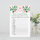 Papier Pink Floral Baby Animaux Nom Jeu (Debout devant)
